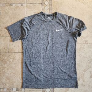 Nike Men's Heathered Charcoal Short Sleeve Swim Shirt Tee